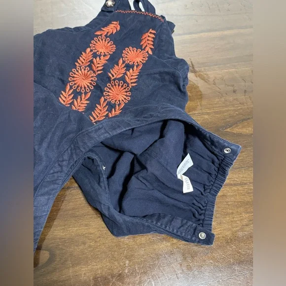 Banana Republic Baby 12-18 Month Navy Blue Linen Embroidered Jumper - Picture 5 of 13
